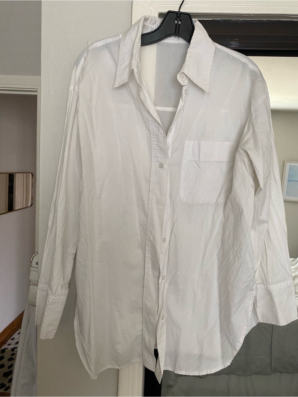 Mango MNG Women’s White Long-Sleeve Button-Up Shirt